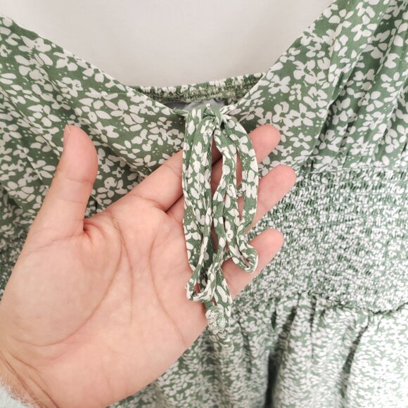 Shy & Sparrow Green Floral Pattern Spaghetti Strap Short Romper Size XL - Picture 6 of 16